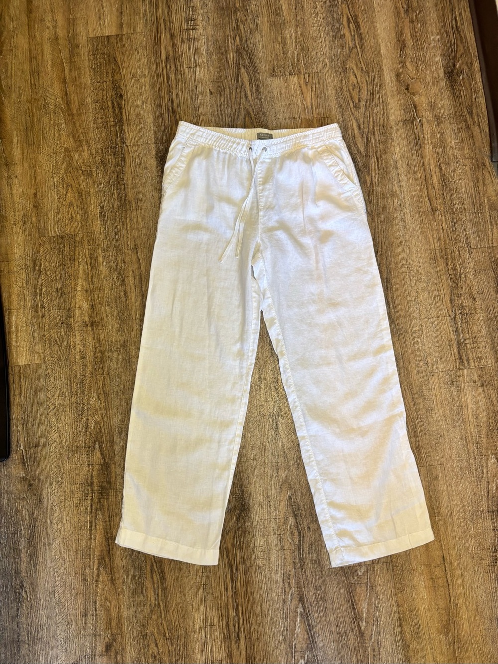Kenar White 100% linen Drawstring Chinos
